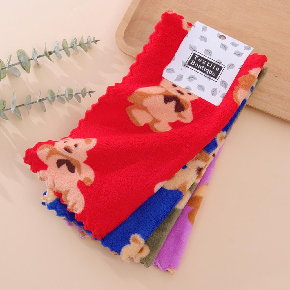 4 шт. Мягкие впитывающие кухонные салфетки Многоразовые салфетки Полотенце для протирки посуды Тряпки Коралловый флис Салфетка для уборки Тряпка для мытья посуды