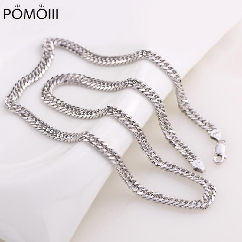 Luxury 100% 925 Sterling Silver Classic Chain Necklace For Men Fine Jewelry Length 50cm Necklaces Width 4/5/6mm Necklace