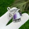 Natural Chevron Amethyst Gemstone Pendant 925 Sterling Silver Jewelry For Girls