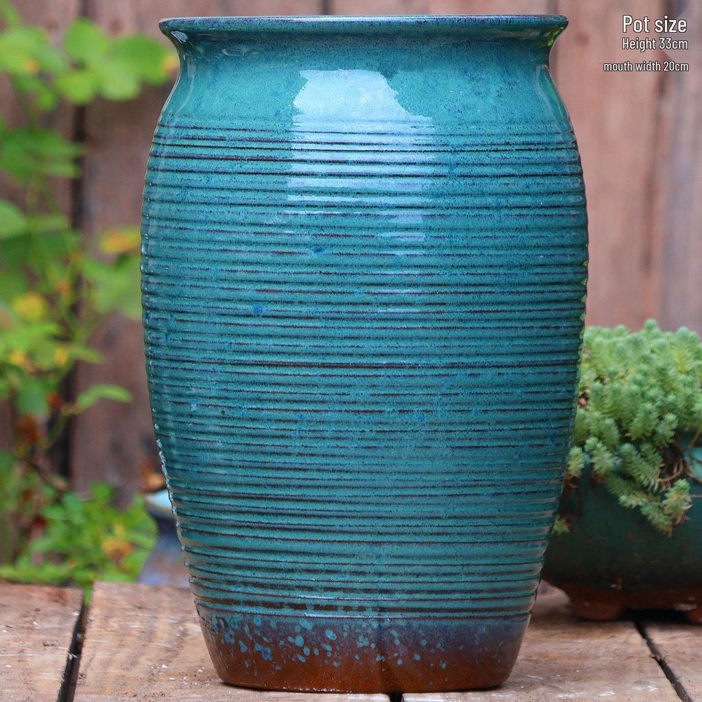 Large Handmade Ceramic Pottery Planter for Courtyard Landscaping - Ideal for Tall Orchids and Bougainvillea