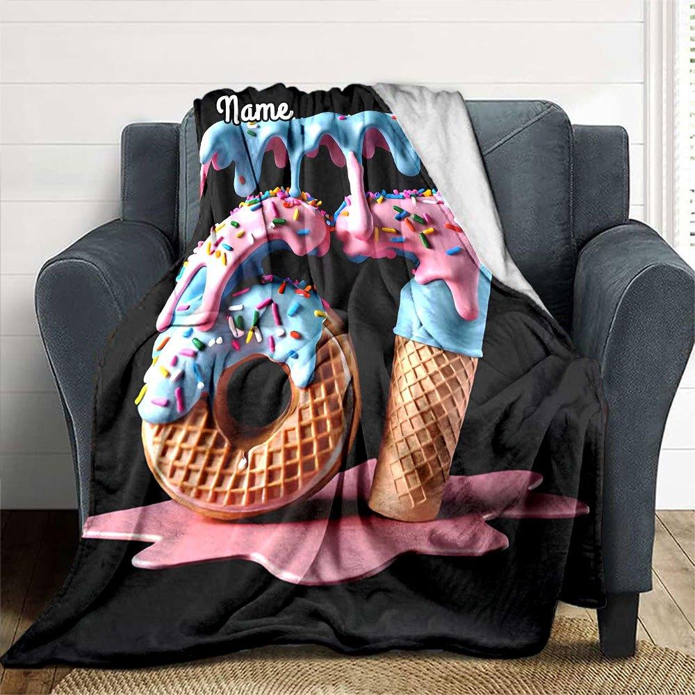 Sweet 60 Dessert Art Lightweight Personalized Blanket Personalized Text Comfortable Texture Throw For Sofa Couch Office Bed Picnics Four Seasons