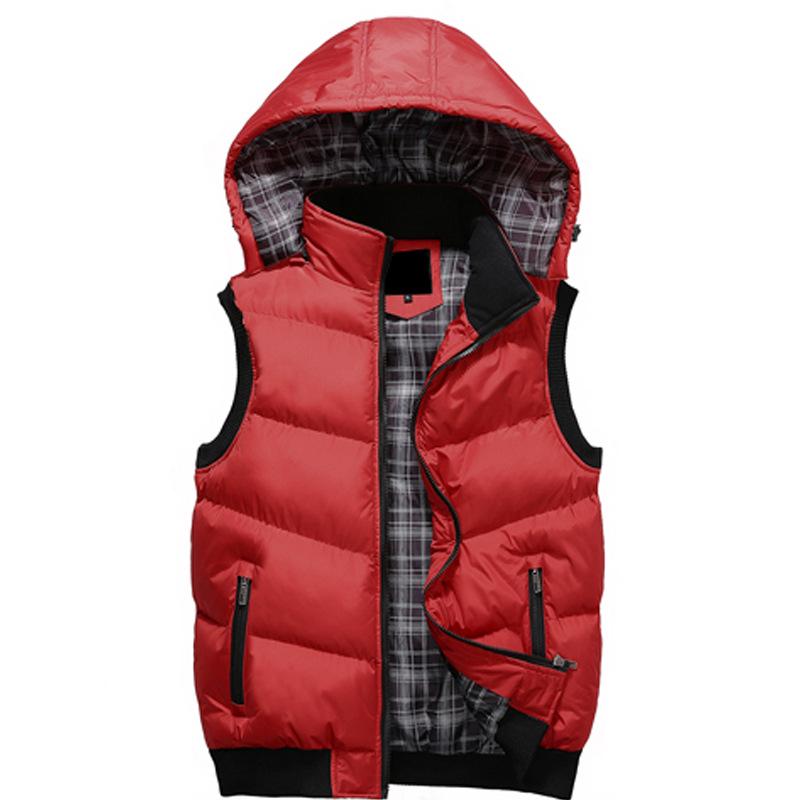 Жилет для мужчин Утолщенный мужской хлопковый жилет с капюшоном Повседневный модный жилет Мужская куртка