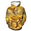 Hooded Sweater Autumn New Golden Light Stacking Series Pattern 3D Printing Hoodie Foreign Trendy Men's Jumper Hip Hop Loose