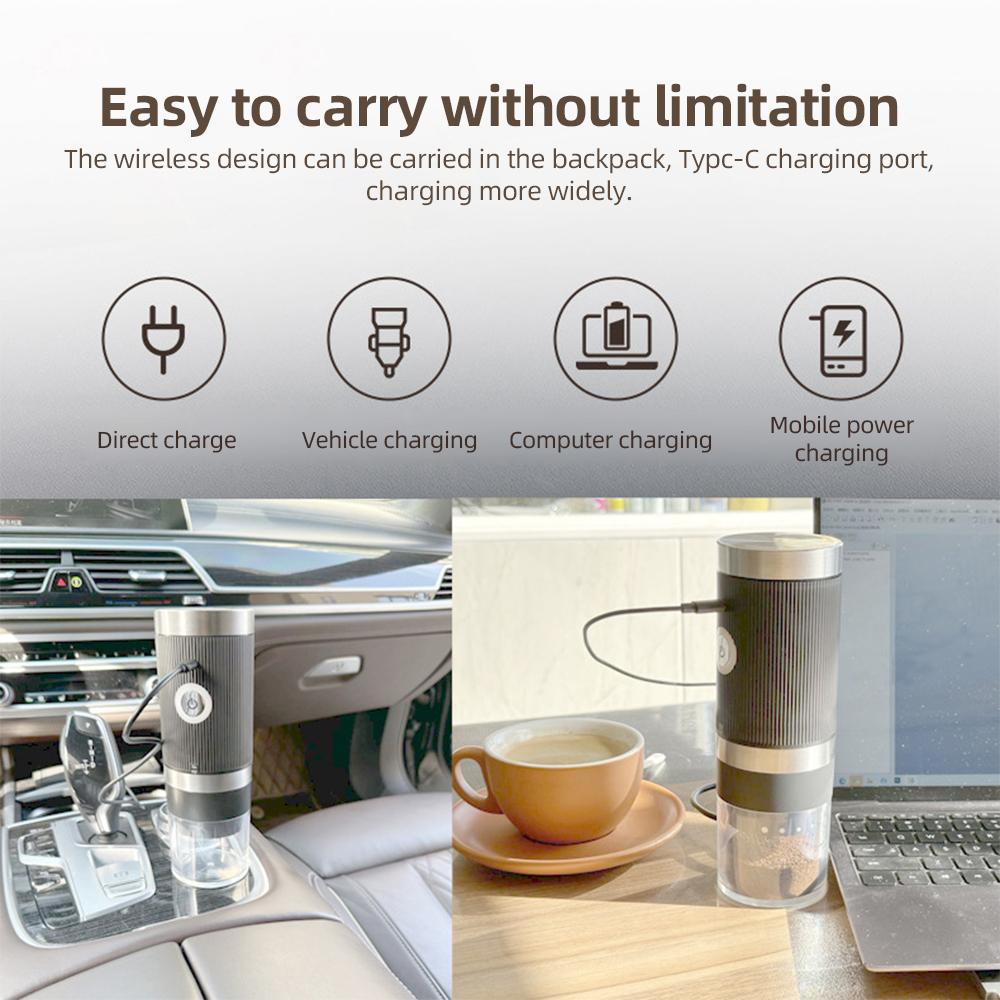 Electric Coffee Bean Grinder 5 Level Adjustable Auto Stop Gravity Espresso Grinder Portable