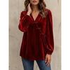 Women S Casual Fashion Velvet Long Sleeve V Neck Shirt