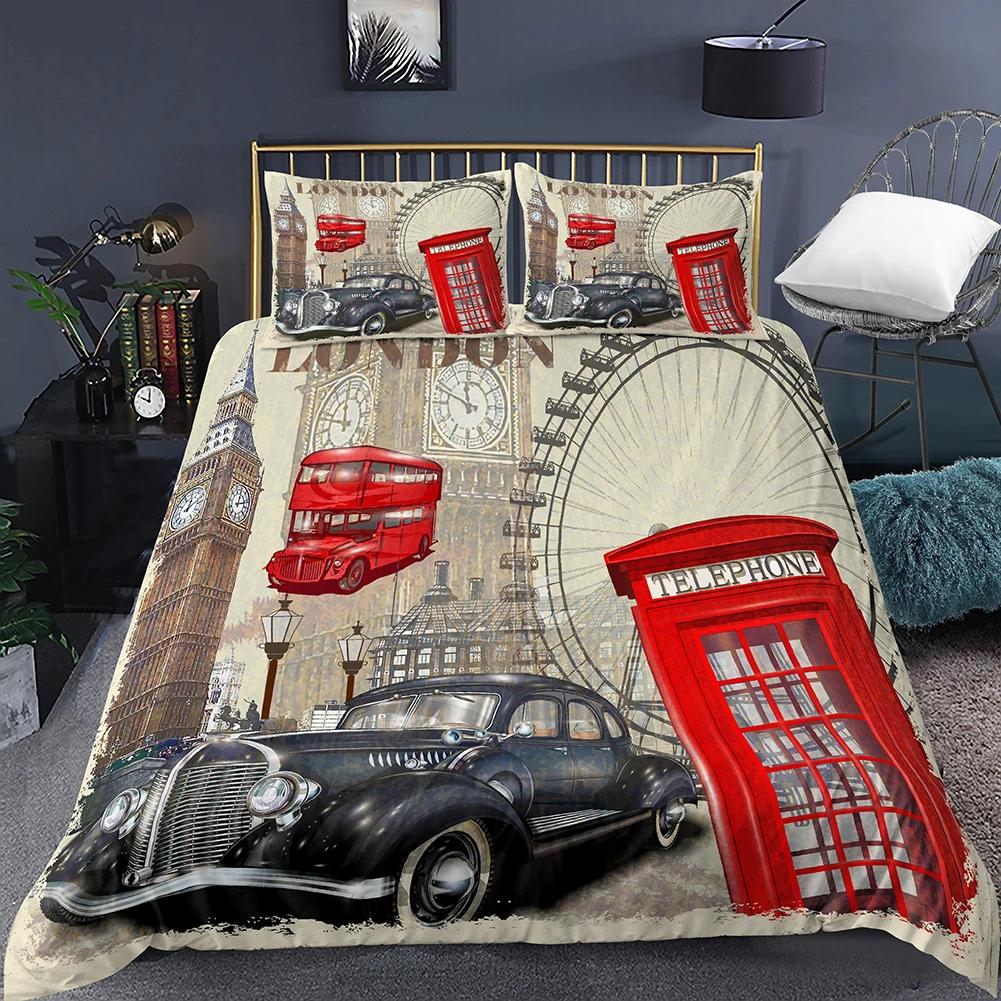 Пододеяльник «Эйфелева башня» Романтичный Современный Городское здание Парижа Красный и Синий Пододеяльник для пары Аксессуары Декор для девочки-подростка