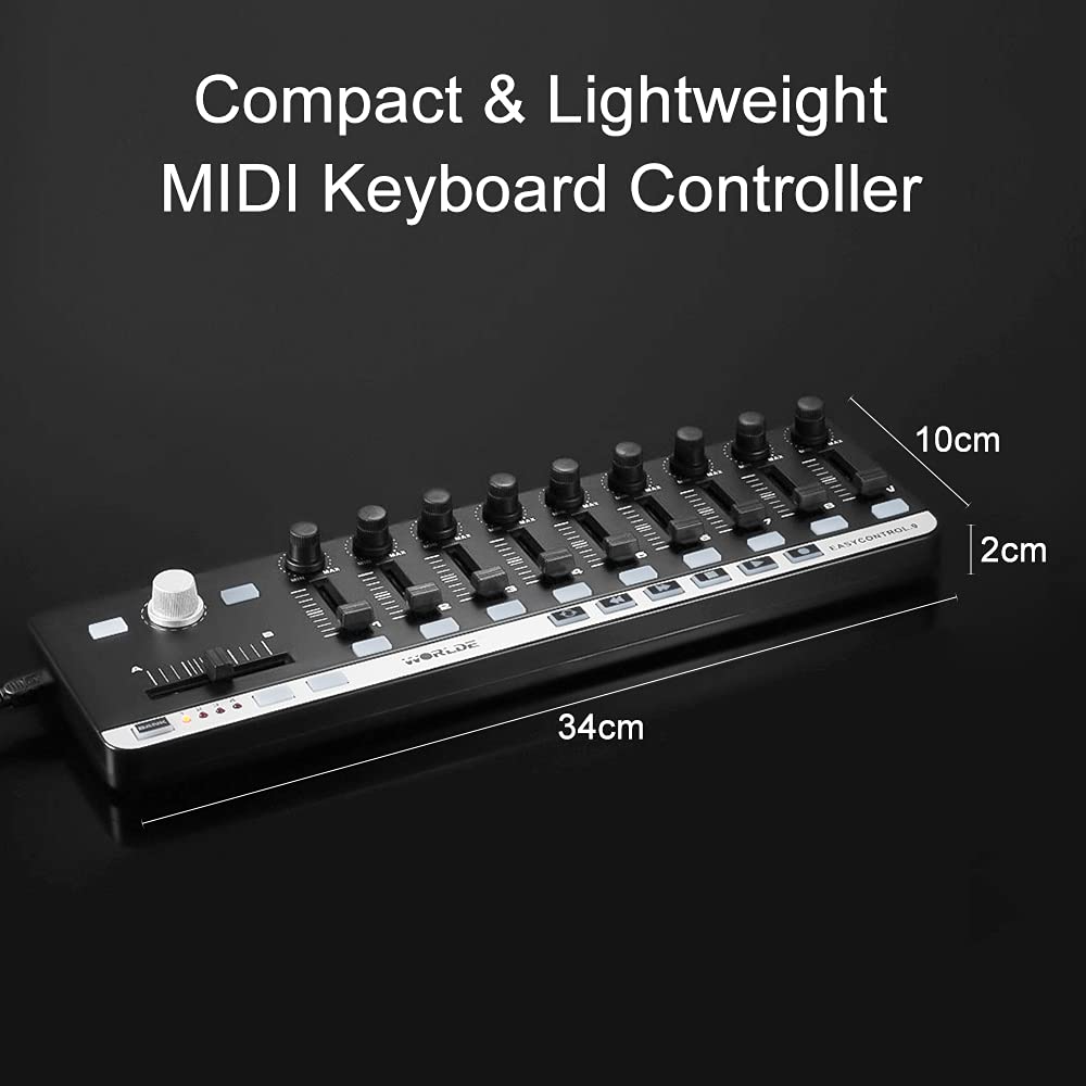 Btuty Portable Mini USB 9 Slimline Control MIDI Controller Keyboard Controller