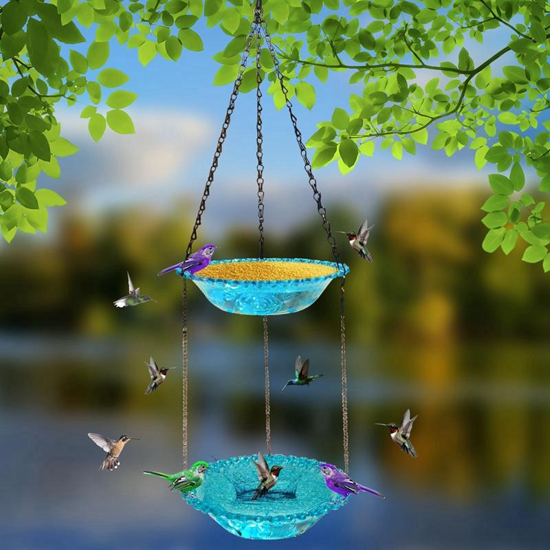 Pet Bird Outdoor Garden Hanging Bird Bath Bird Feeder
