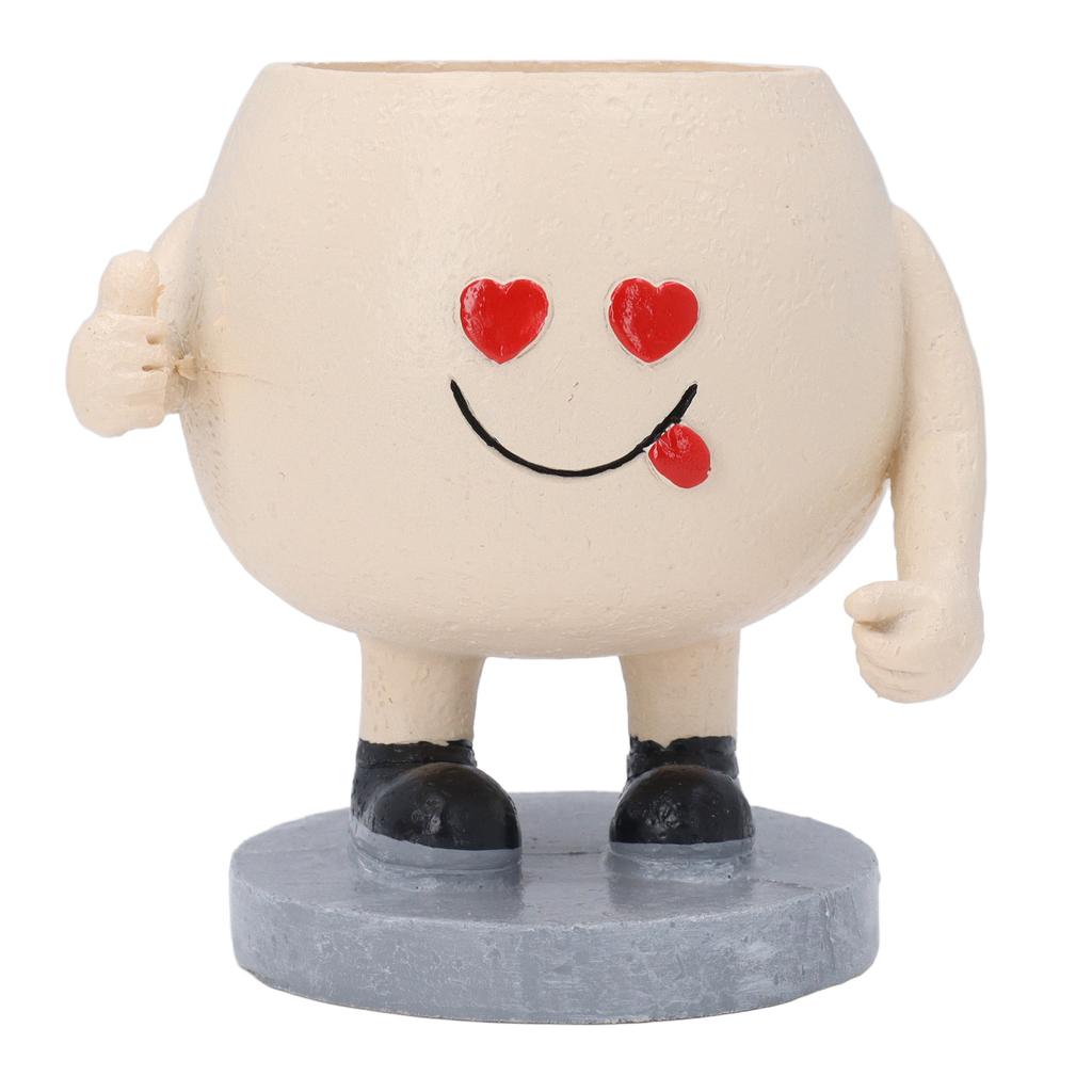 Милый круглый горшок для растений с изображением мультяшного лица из смолы, цветочный горшок с дренажным отверстием для суккулентов Ind