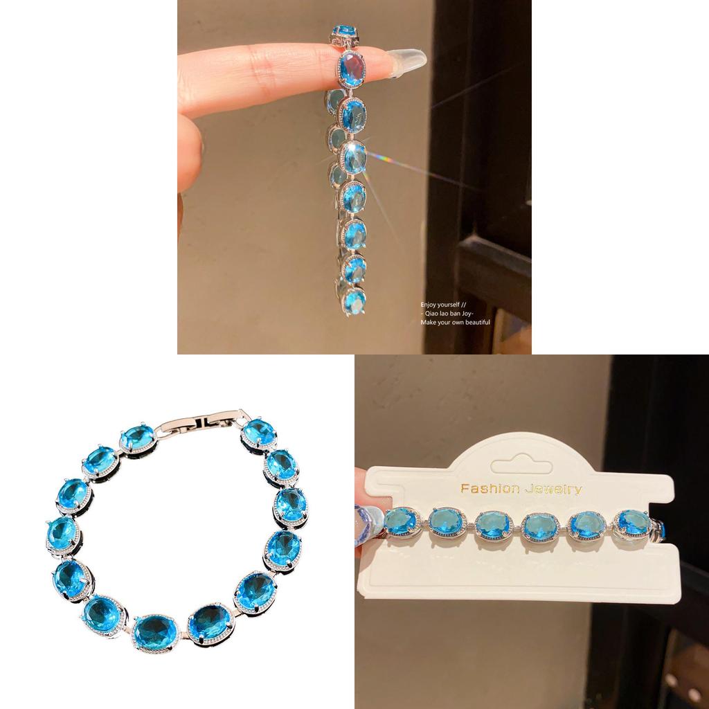 Womens Zircon Oval Cuff Bracelet With Geometric Style Light Luxury Office Wear Gift Idea
