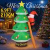6.9FT Xmas LED Light Yard Decor Inflatable Santa Claus Climb Christmas Tree Home Decor Toy Ornaments Supplies Holiday Gifts