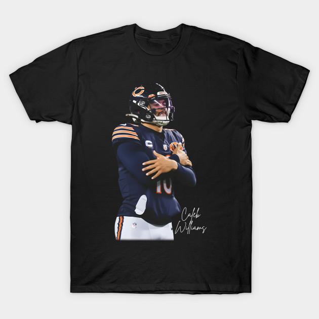 Asian Size Men Black Print T-shirt Caleb Williams - Chicago Iceman - Chicago Bears No-Cut Heat Transfer Print Cotton Tshirt
