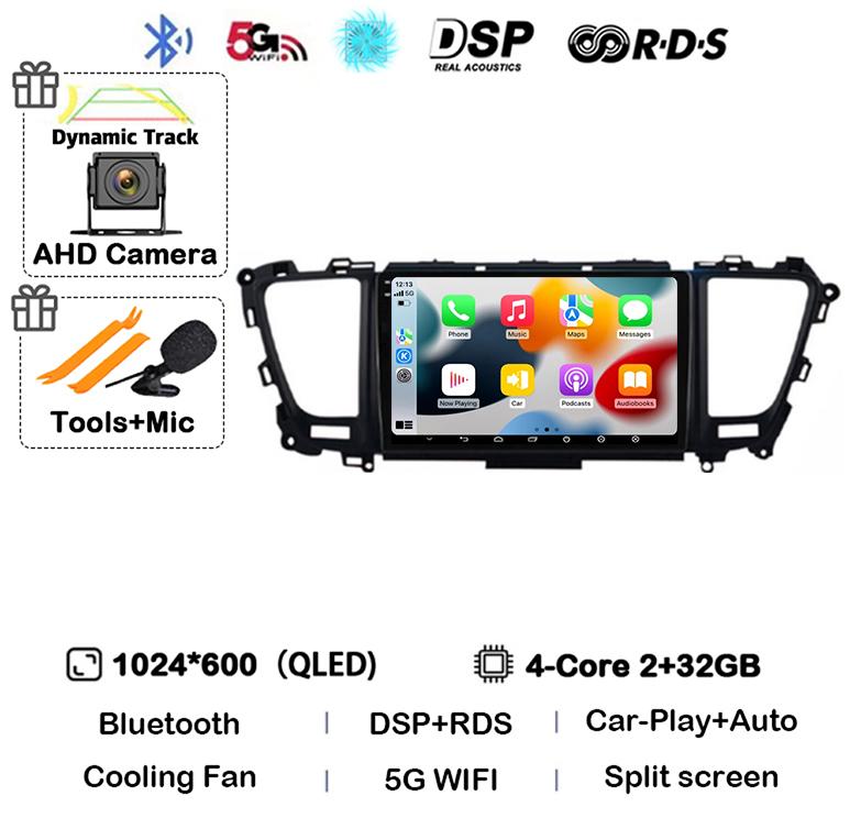 Автомагнитола Android 14 Carplay Auto для Kia Carnival YP Sedona 2014 2015 2016 2017 2018-2020 4G WIFI Мультимедийный плеер GPS Стерео
