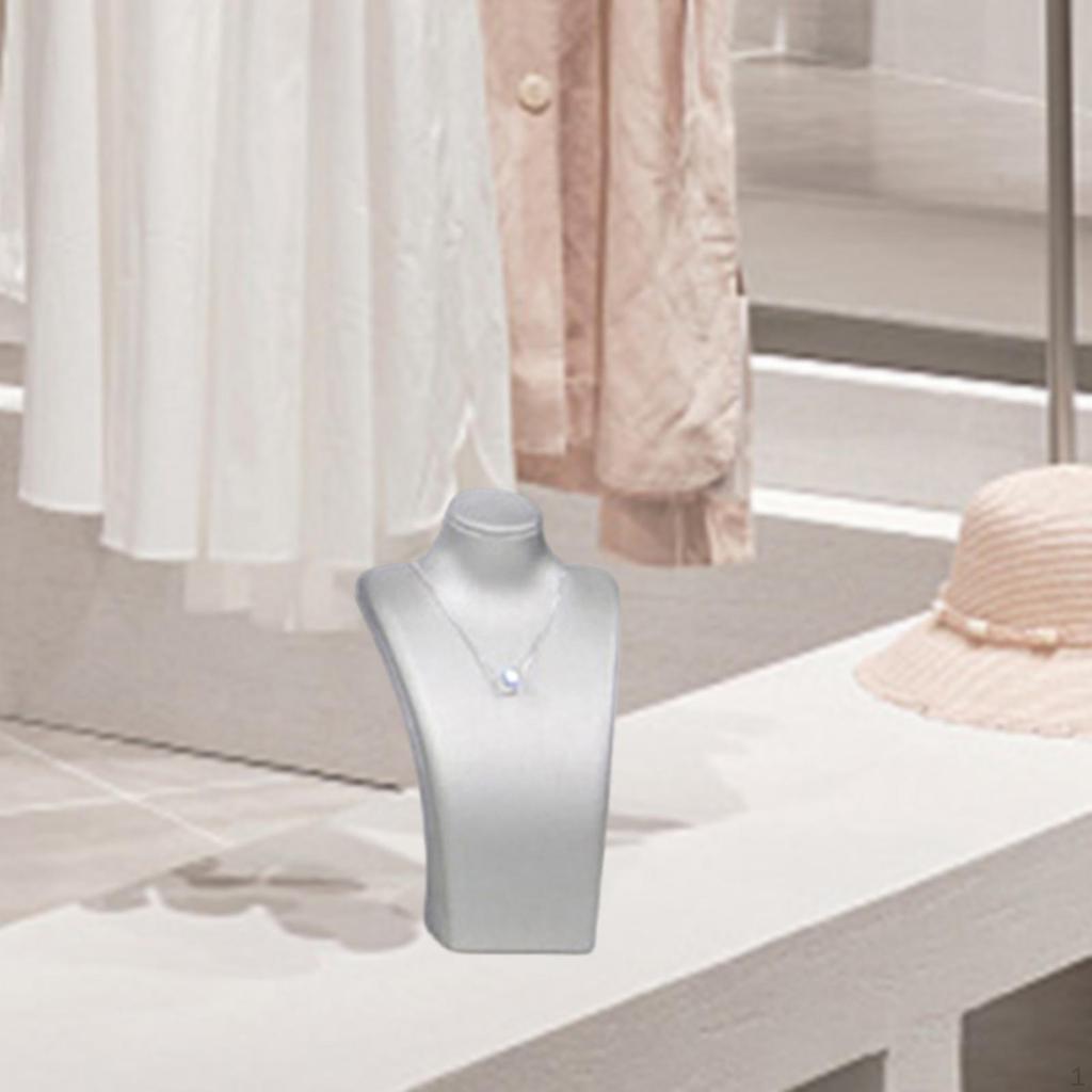 Necklace Bust Display Stand Jewelry Holder Photo Prop, PU Leather Selling Storage Rack Shop