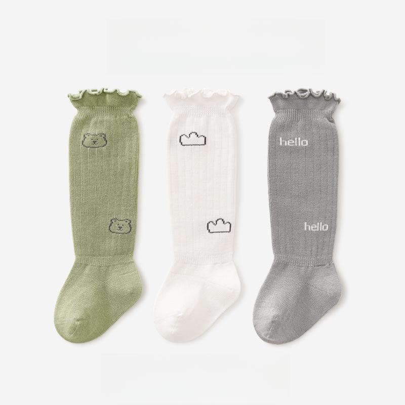 3 пары/лот Детские гольфы до колена Детские для девочек и мальчиков Мягкие хлопковые длинные носки Милые испанские полосатые однотонные детские носки для 0-3 лет