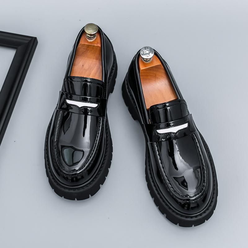 Модные Новые Мужские Туфли из Лакированной Кожи Смешанных Цветов, Увеличивающие Рост, Дизайнерские Пенни-лоферы, Формальная Свадебная Обувь для Выпускного Вечера