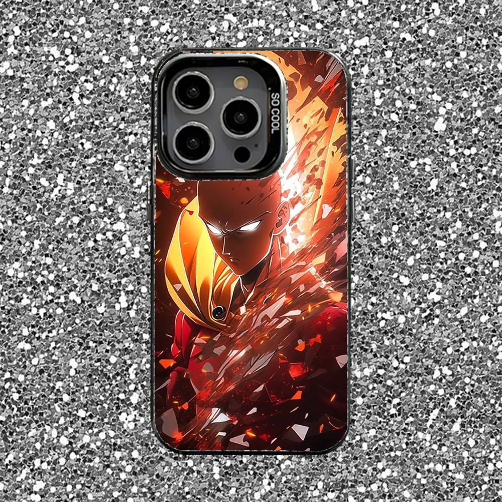 One P-Punch-Man Phone Case For iPhone 16,15,14,13,12,11,Pro,XS,Max,Plus,Mini,SE Black Candy Matte Shockproof Cover