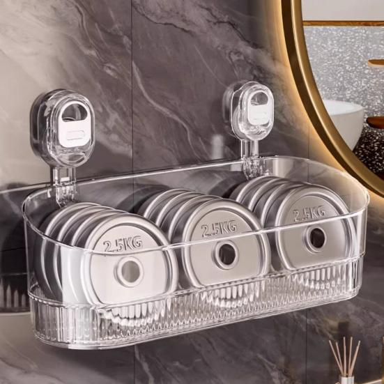 Стеллаж для хранения Большой вместимости Сильный несущий Легко устанавливается Без сверления Присоска для ванной