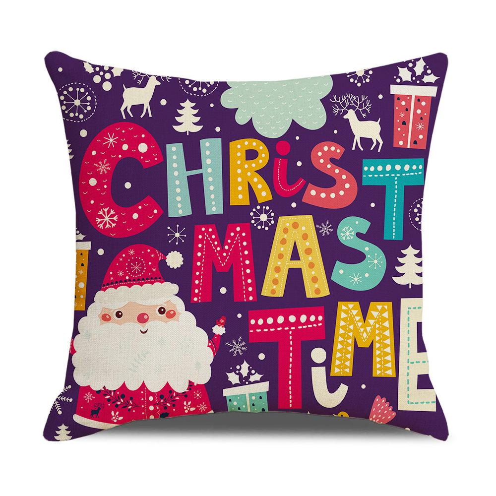 New Sofa Pillow Cover Santa Claus Cartoon Print Holiday Gift Home Soft Furnishing