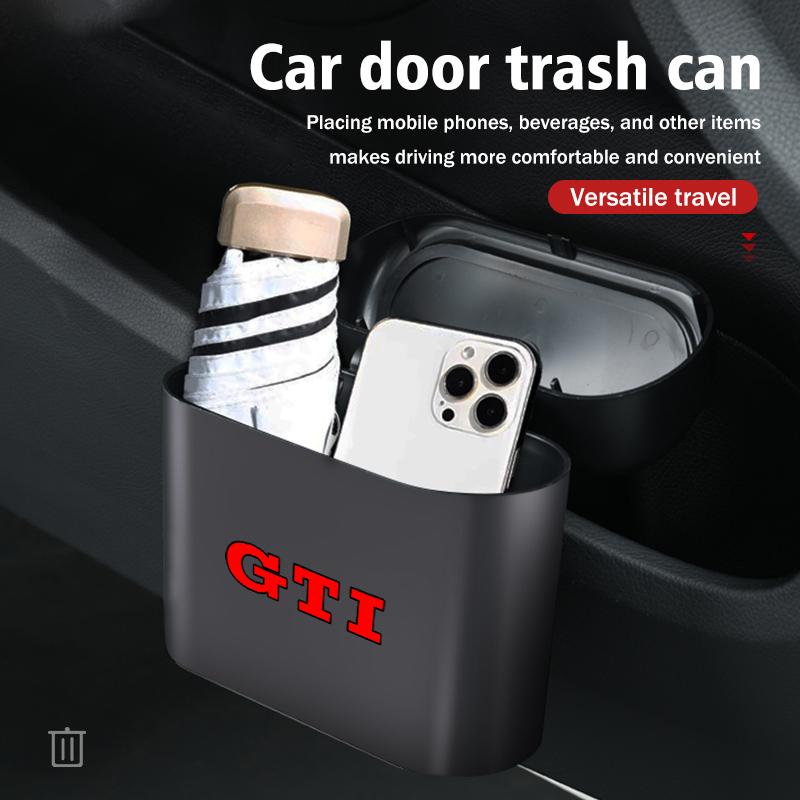 For Volkswagen VW Car Door Trash Can Leather Hanging EE26 Storage Bags Accessories Golf 4 5 6 7 GTI Tiguan Passat B5 B6 B7 CC Jetta