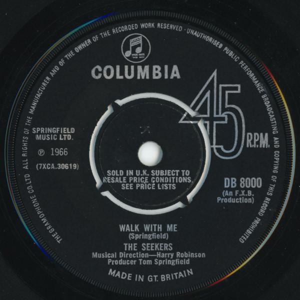 7-дюймовая пластинка SEEKERS Walk With Me DB8000 Columbia 1966 UK Поп Б/у