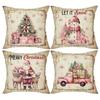 Наволочки на рождественскую тематику: Дизайны Дерево, Снеговик, Санта и Грузовик Наволочка для диванной подушки, домашнее украшение, новогодний подарок