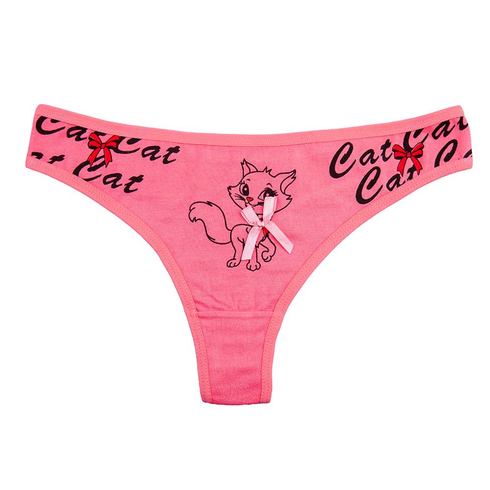 Женские стринги с принтом кошечки