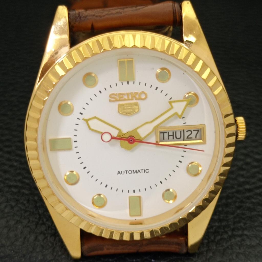 ВОССТАНОВЛЕННЫЕ ВИНТАЖНЫЕ МУЖСКИЕ ЧАСЫ SEIKO 5 AUTOMATIC JAPAN С БЕЛЫМ ЦИФЕРБЛАТОМ a434406-2