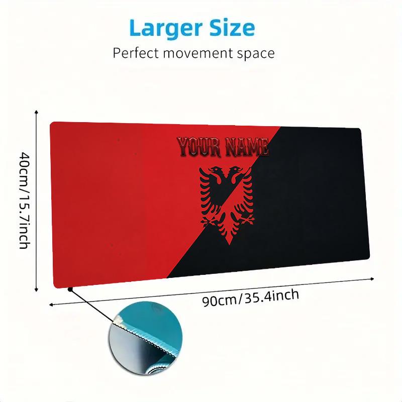 Republic Albania Custom Name Large Size Mouse Pad Large Gaming Table Cushion Non-slip Laptop Tablet Big Mousepad XXL Mat Mini PC Playmat With Lock edg