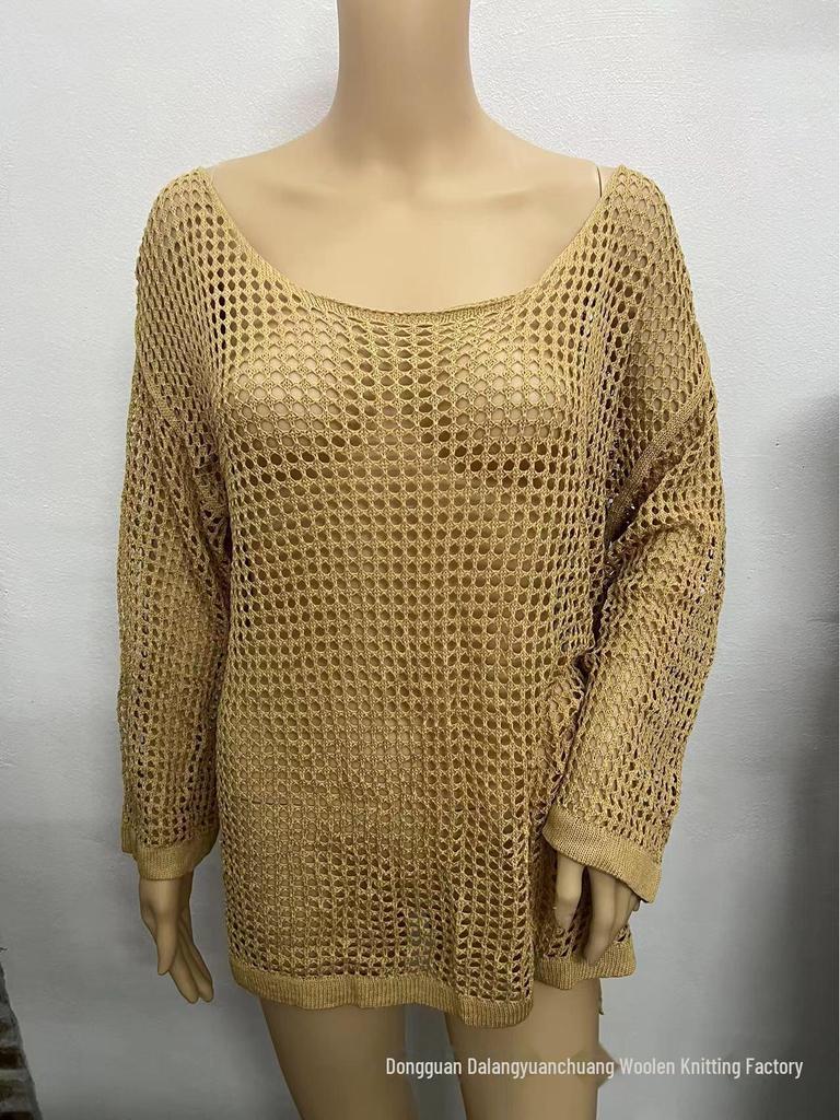 European & American Mesh Knit Bikini Cover-Up Sweater - Women's Summer Beach Sunscreen Shirt