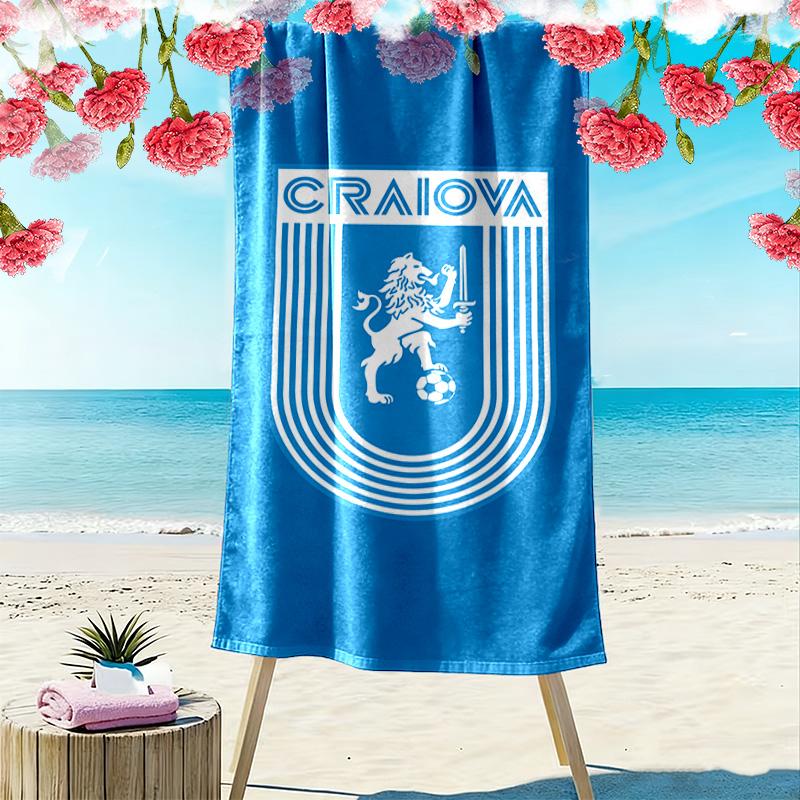 CS Universitatea Craiova 2D Flat Print Beach Towel, Large Soft Quick Dry Towel for Beach Camping Swimming