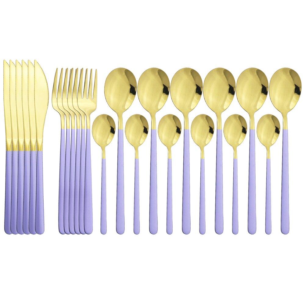 Набор столовых приборов из розового золота 18/10, набор столовой посуды из нержавеющей стали, 24 шт./компл., ножи, вилка, ложка, набор столовых приборов, набор кухонной посуды