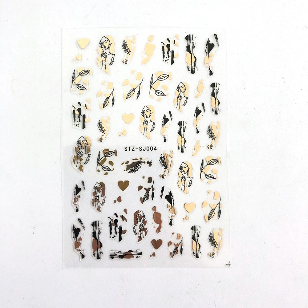 Abstract Line DIY Nail Stickers for Women Girls Nail Art Decorations Rose Gold Spring 3D Sliders for Manicure Nail Polish Decals