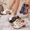 New Women's Shoes Fish Mouth Large Size Wedge Heel Buckle High-heeled Sandals