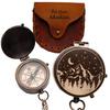 Brass Compass with Leather Case  Mountains  Roads  Pocket  for Men Genuine Leather Pouch Stamped with 'For Your ' Husband, Father  Son