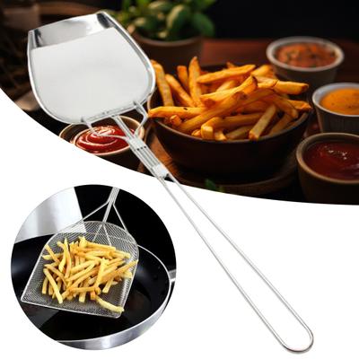 Лопатка-фильтр из нержавеющей стали Мелкая сетка Защита от ожогов Длинная ручка Термостойкая