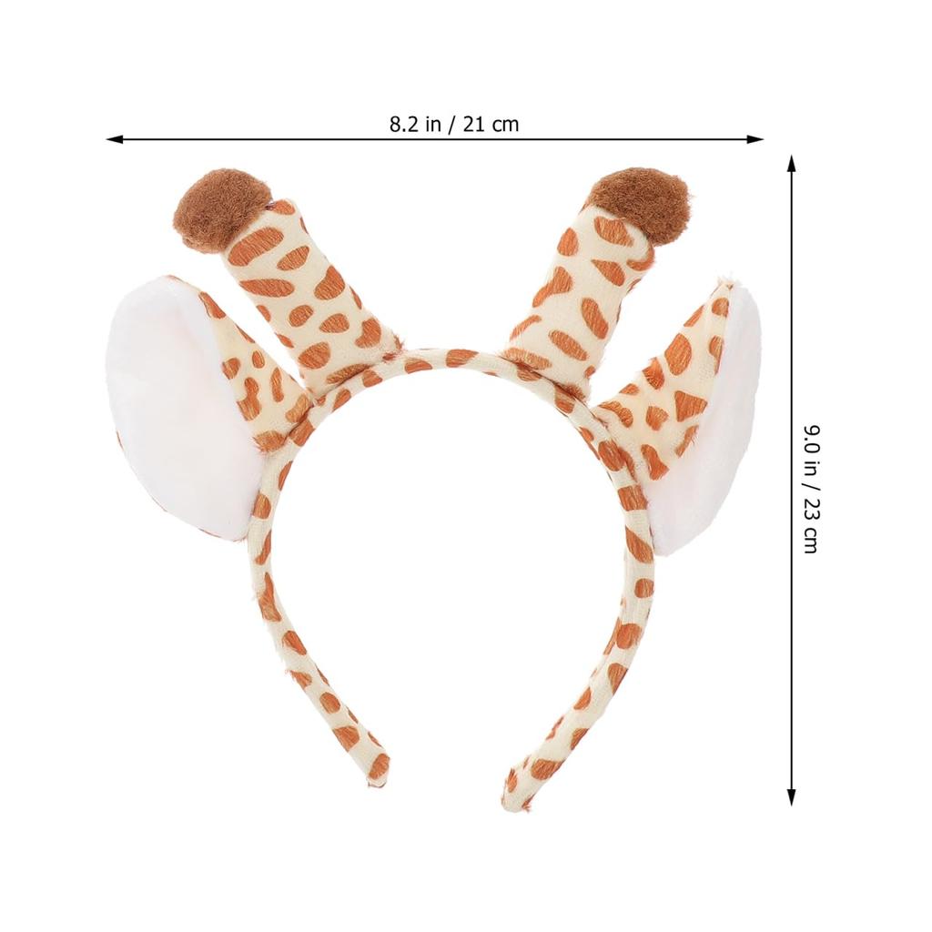 Lurrose Animal Headbands, Set of 2, Giraffe and Cow Cosplay Headbands with Animal Ears, Perfect for Halloween, Christmas, Costumes, Events, and