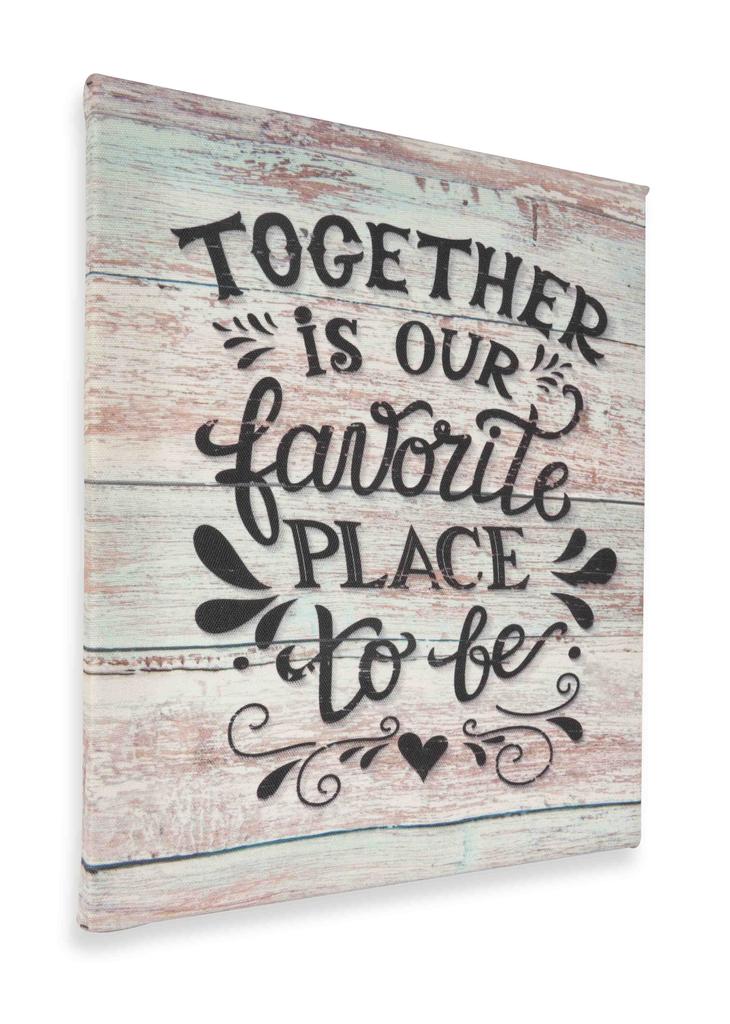 Inkdotpot Stretched Canvas Quotes Wall Art Decor, Together Is Our Favorite Place To Be Wall Decor- 12x15