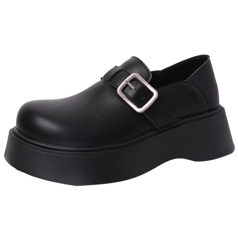 Matte Retro Black British Style Small Leather Shoes Women's 2025 New Spring and Autumn Thick-soled Versatile Mary Jane Single Shoes