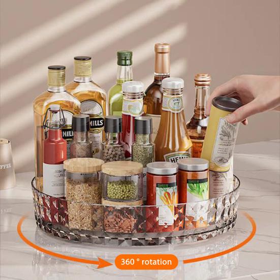 Lazy Susan Organizer Turntable Transparent Multi-Purpose Countertop Spice Rack Cosmetic