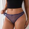 Plus Size Polka Dot Lace Thong - Breathable Mesh with Cotton Gusset, Low Rise Sexy Women's Underwear.