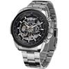 Winner Male Auto Mechanical Watch Skeleton Multi-Dial Stainless Steel Band Wristwatch