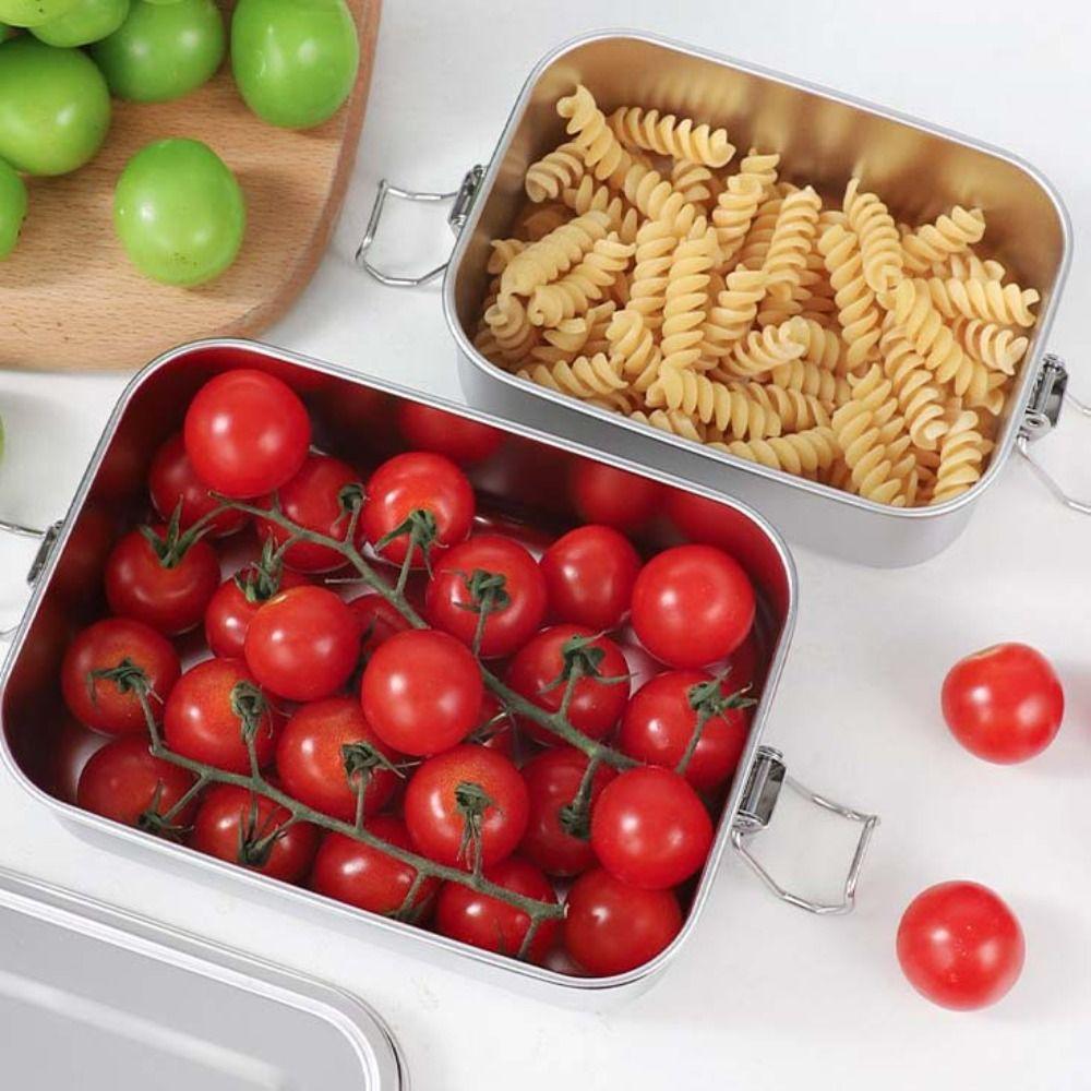Rectangular 304 Stainless Steel Lunch Box Removable Partitions Food Storage Box  Canteen