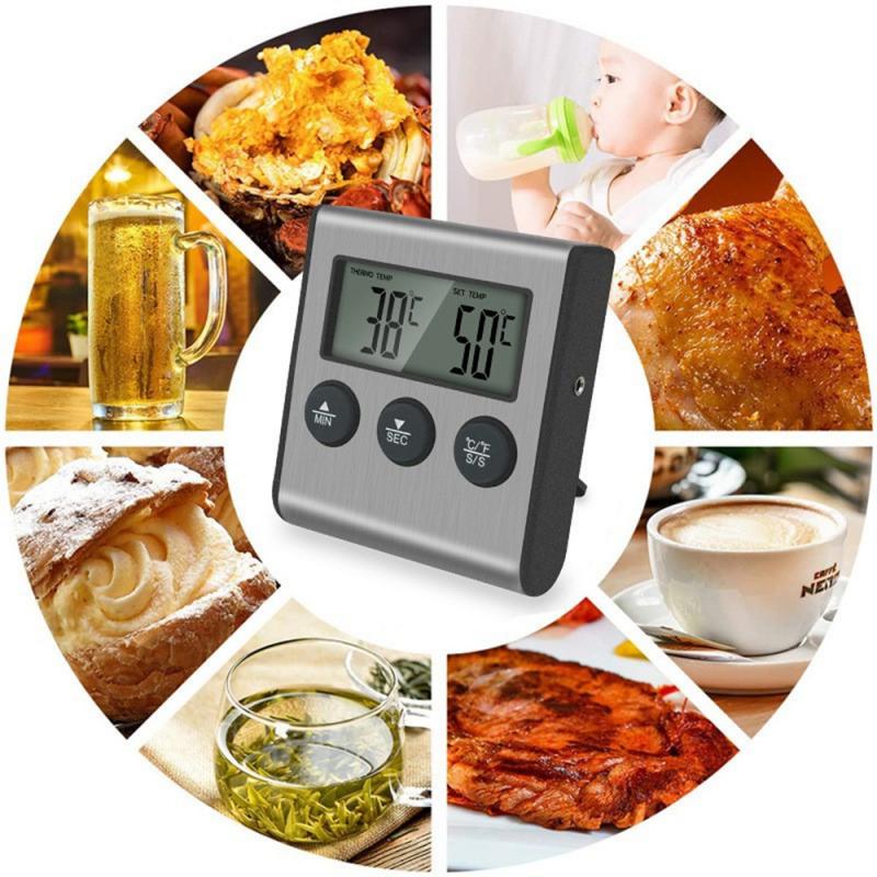 Kitchen Digital Cooking Thermometer Meat Food Temperature for Oven BBQ Grill Timer Function with Probe Heat Meter for Cooking