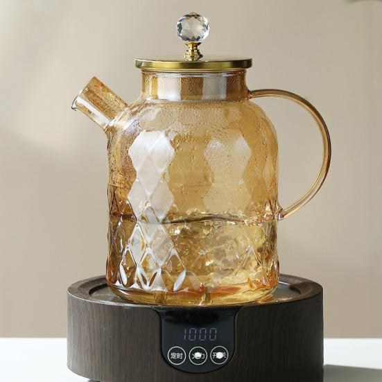 Кувшин для воды Yousheng, графин для холодного заваривания чая, термостойкий чайник с алмазной огранкой, стеклянный чайник для воды для холодного чая