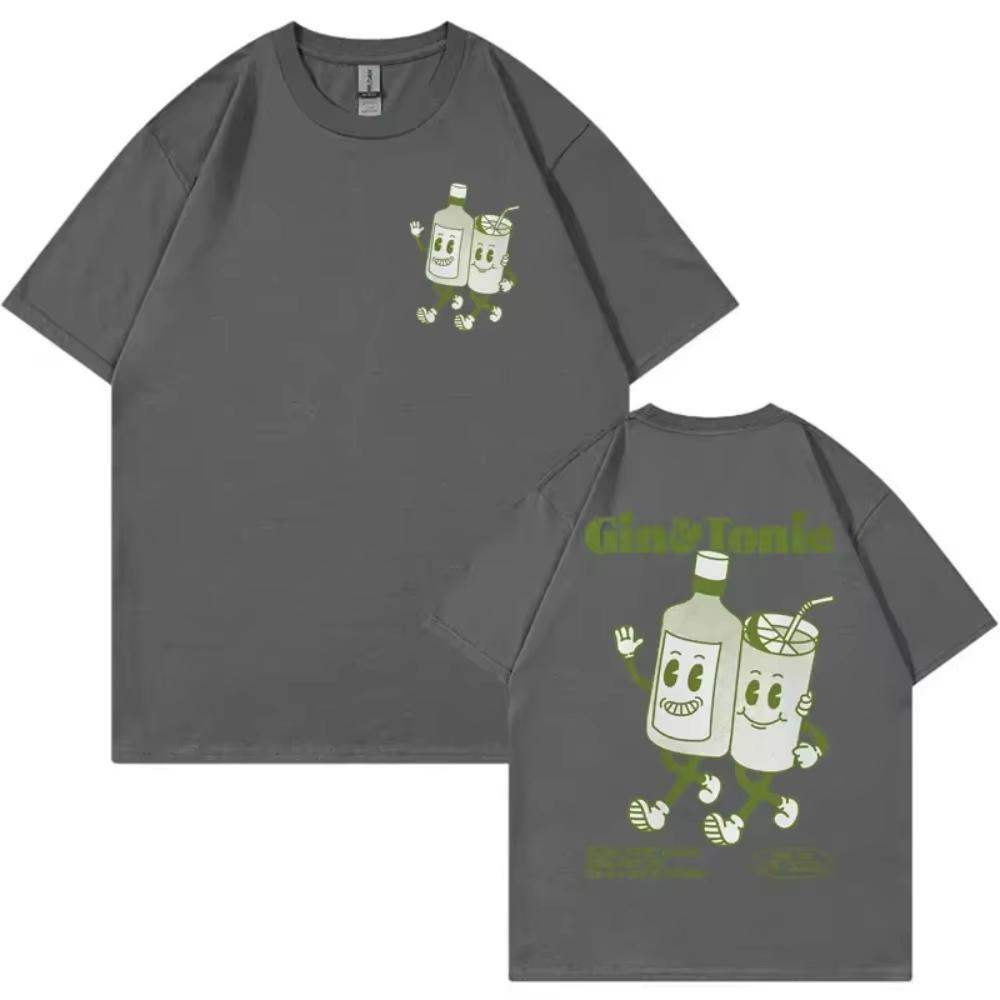 2026 Unisex Retro Cartoon Aesthetic T Shirts Gin And Tonic Meme T Shirt Unisex Summer Fashion Funny Cocktail Meme Graphic Tshirt