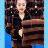 6XL Middle Aged Elderly Women Winter Gold Mink Cashmere Sweater Thick Short Knitted Sweater Mother Loose Plaid Cardigan Jacket