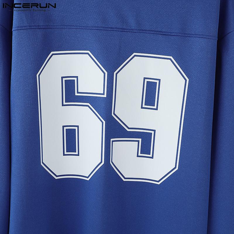 INCERUN Men O Neck Long Sleeve Print Casual Oversized Pullovers Sweatshirts