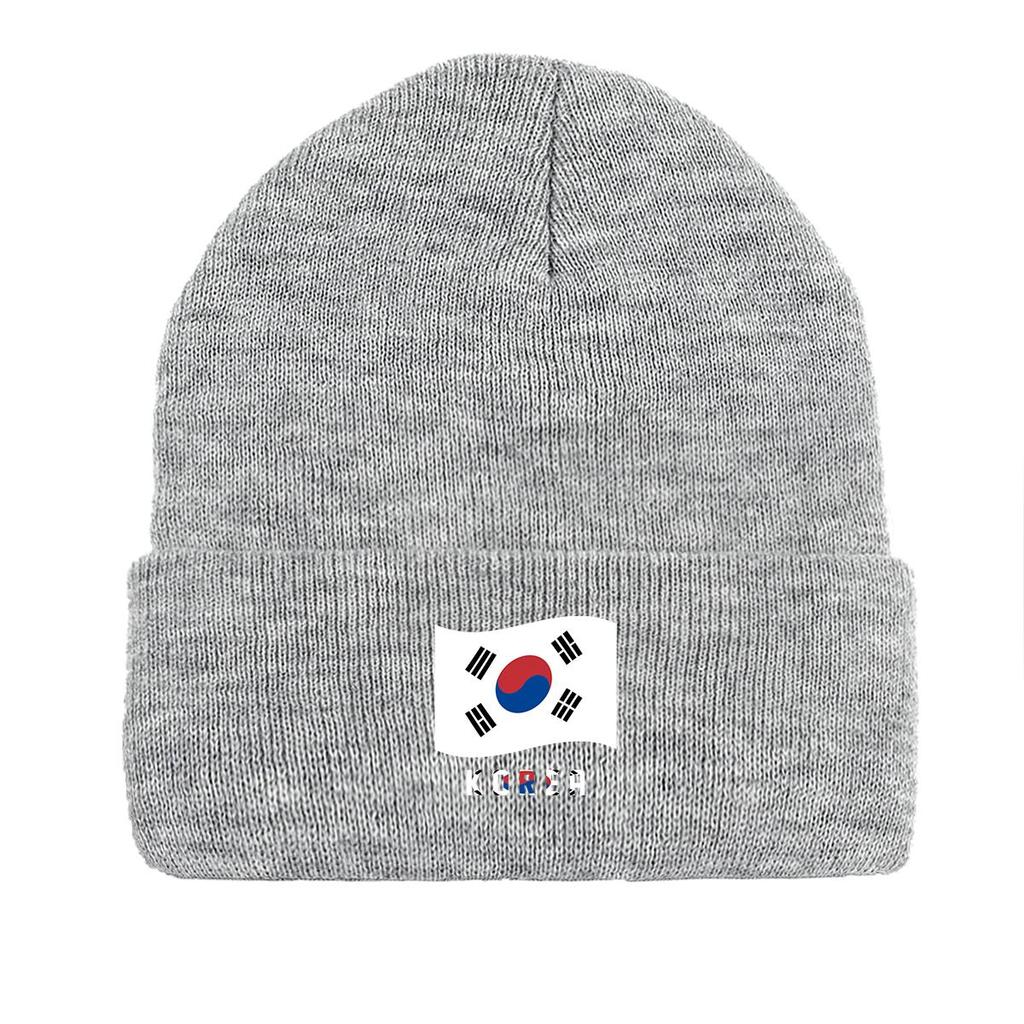 Flag of South Korea Warm Knit Cap Beanie, Patriotic Man Cap Cozy Cuff Headwear Gorro Knitted Cap Beanie