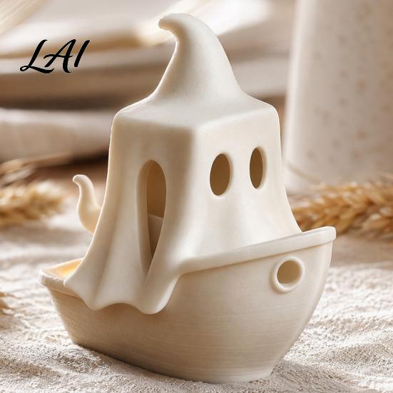 Relaxation Gift Idea 3D Printed Ghost/Pumpkin Boat Figurine Creative Ghost Ornament Mini Pumpkin Fun Sculpture Desktop Decoration for Office Study